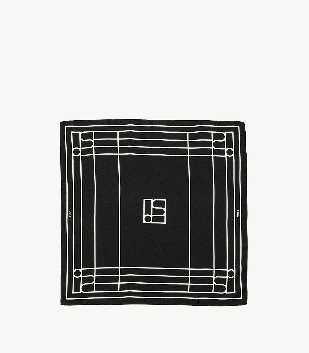 Foulard Black & Ivory – Minimal Linear Pattern Scarf | NOESI Milano