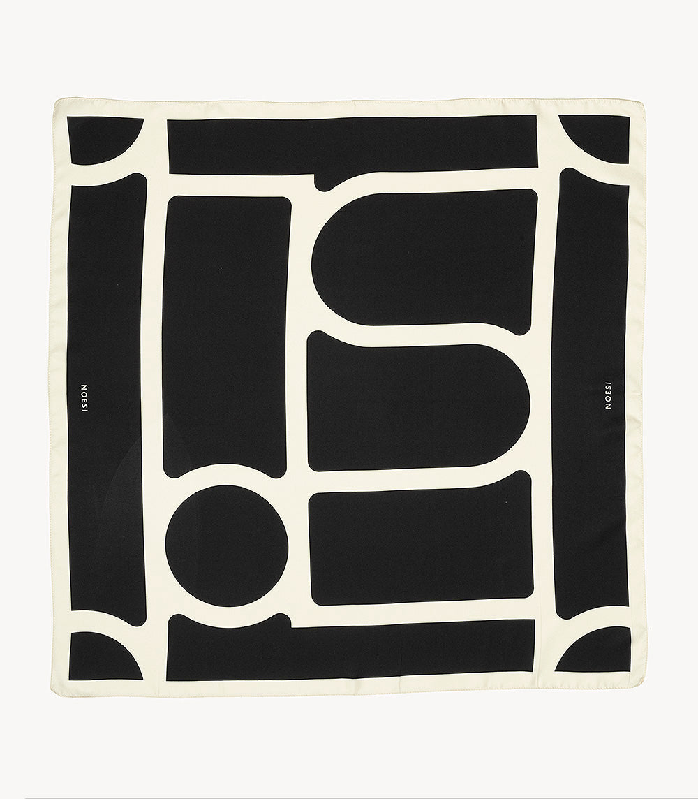 Foulard Black & Ivory – Bold Linework Silk Scarf | NOESI Milano