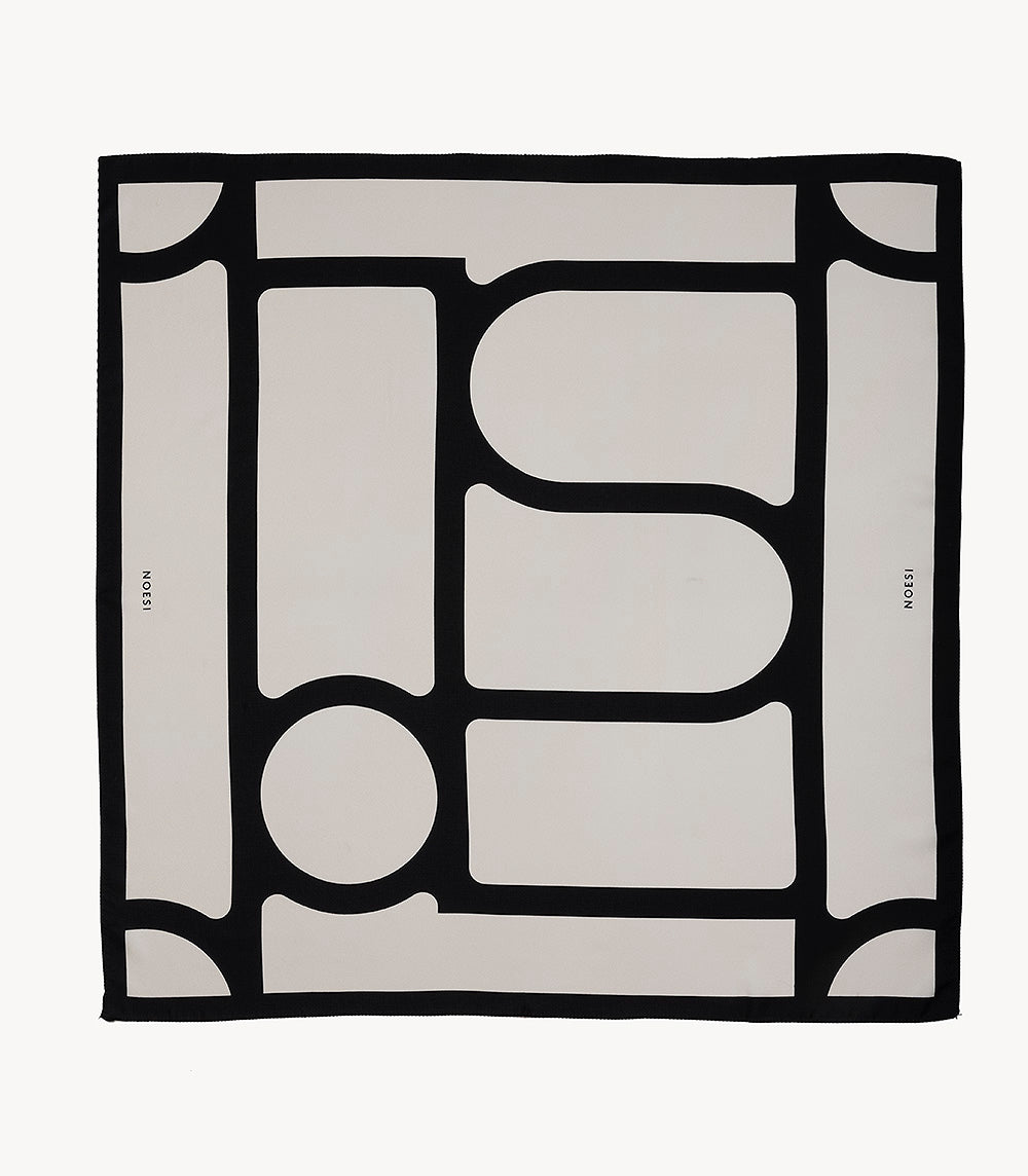 Foulard Ivory & Black – Bold Linework Silk Scarf | NOESI Milano