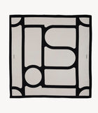 スカーフ – アイボリー&ブラックの太いラインワーク