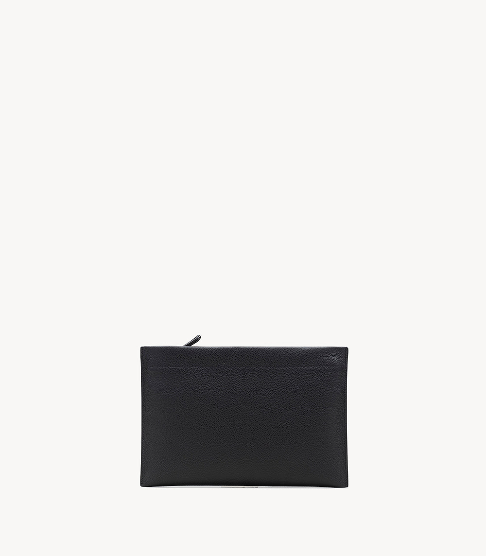 Milo Dollaro Black – Men's Italian Pebbled Leather Pouch | NOESI