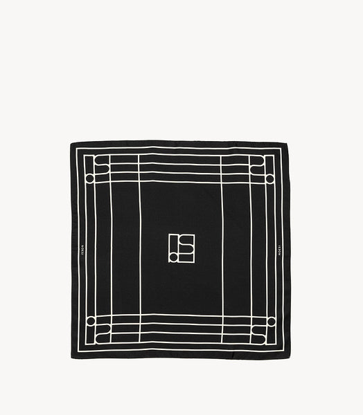 Foulard Black & Ivory – Minimal Linear Pattern Scarf | NOESI Milano