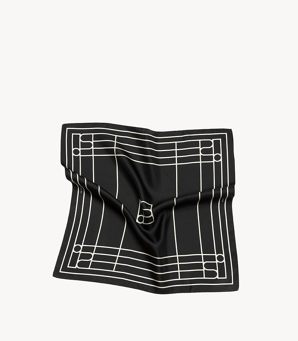 Foulard Black & Ivory – Minimal Linear Pattern Scarf | NOESI Milano