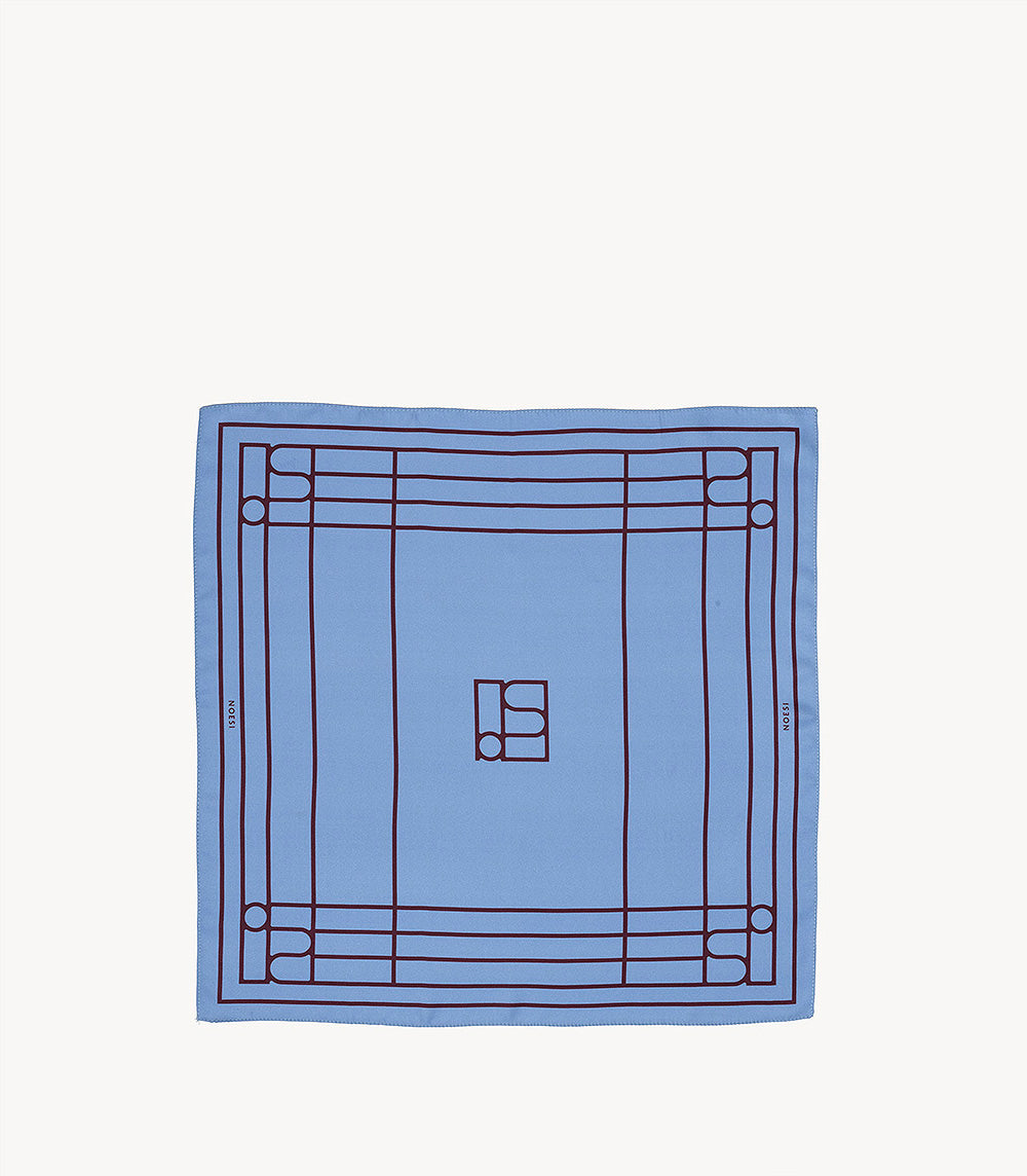 Foulard Light Blue & Bordeaux – Minimal Linear Pattern Scarf