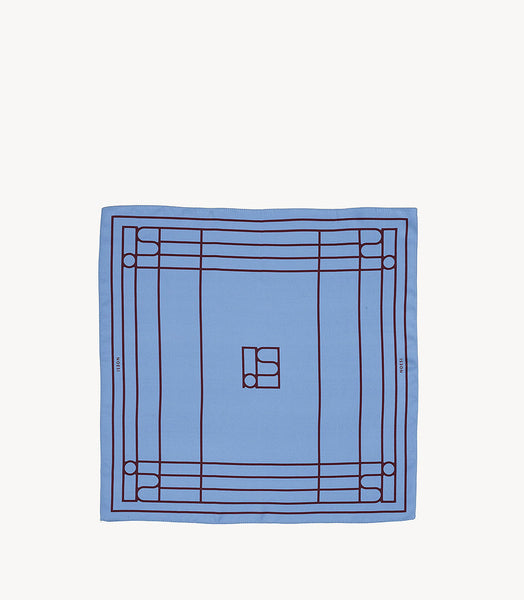 Foulard Light Blue & Bordeaux – Minimal Linear Pattern Scarf