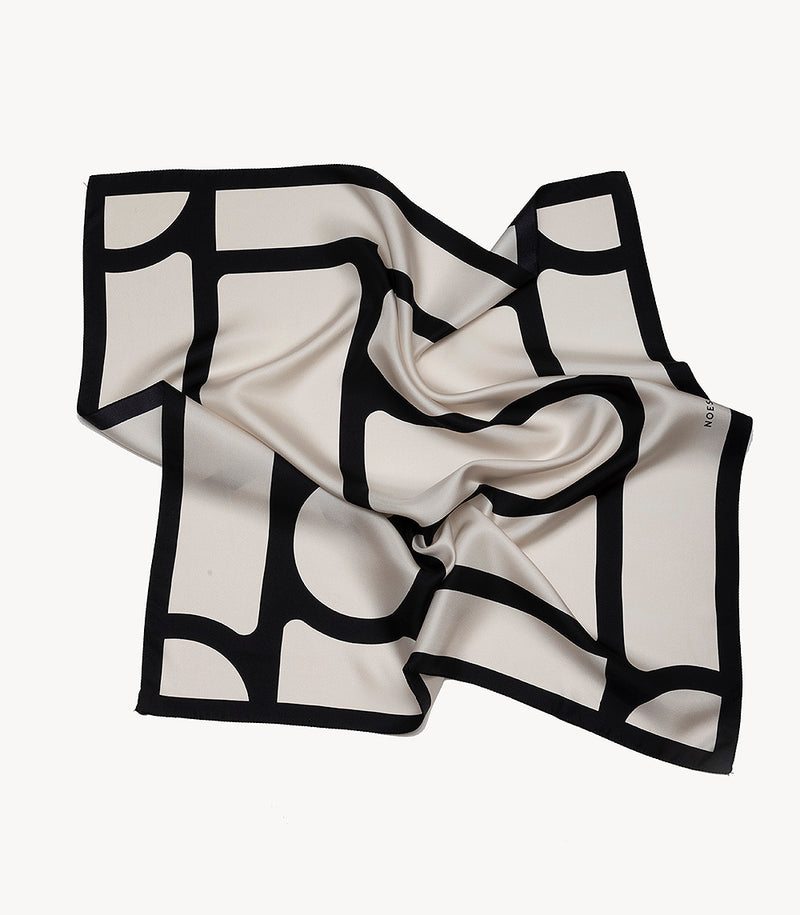 Foulard – Ivoire et Noir avec lignes audacieuses