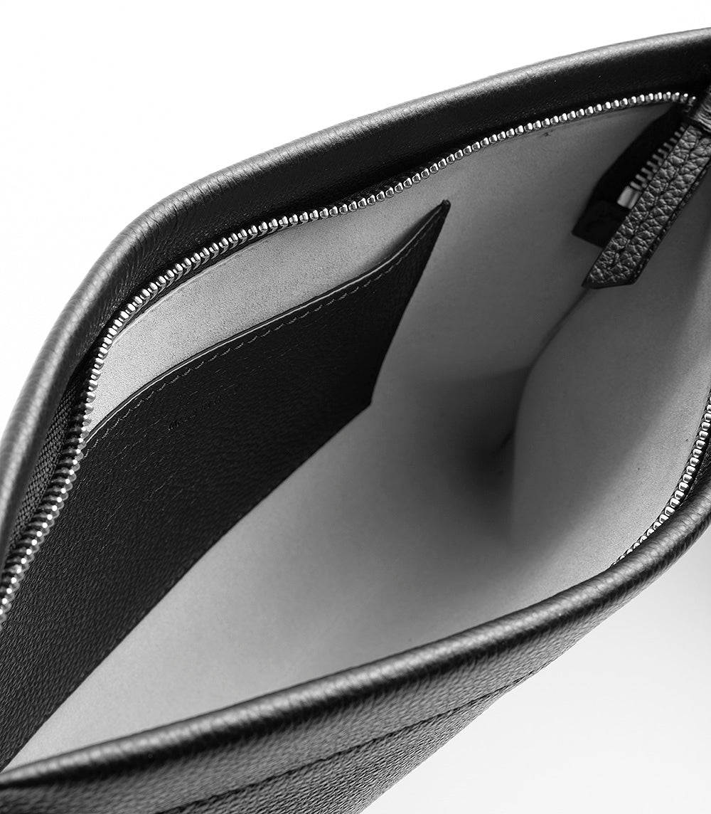 Milo Dollaro Black – Men's Italian Pebbled Leather Pouch | NOESI