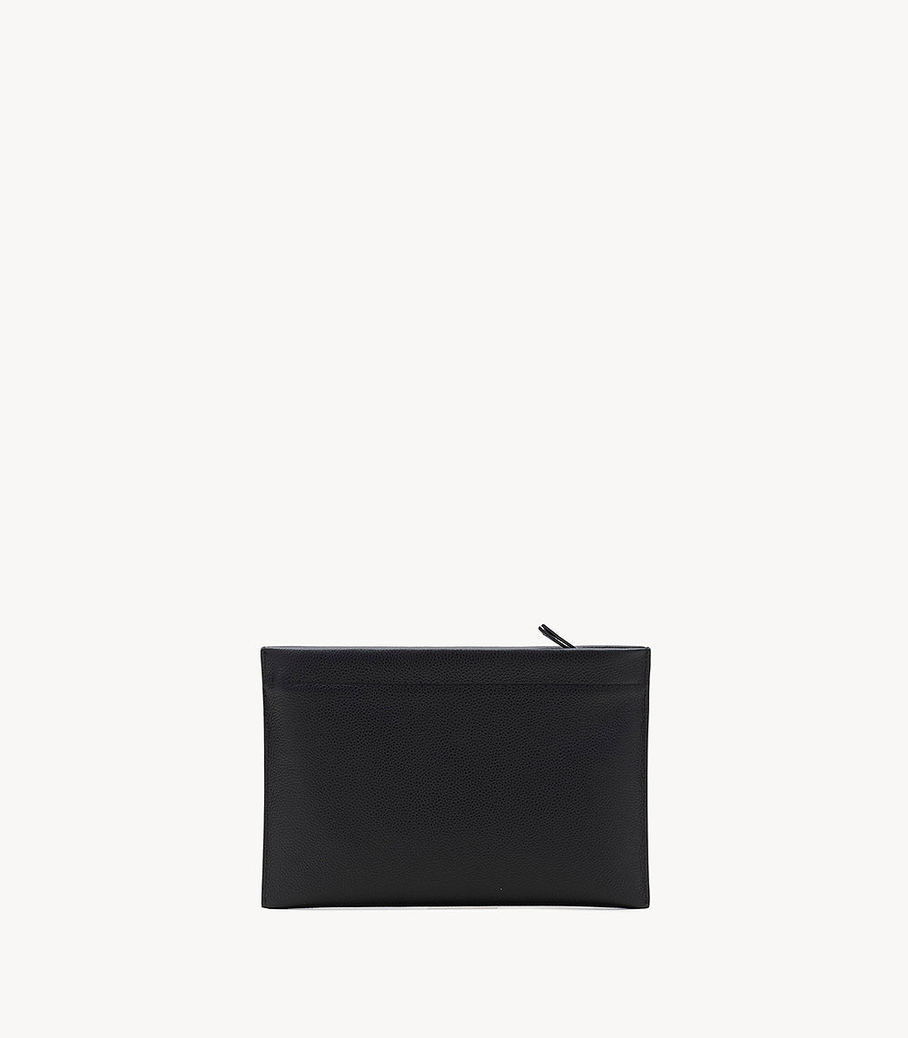 Milo Dollaro Black – Men's Italian Pebbled Leather Pouch | NOESI