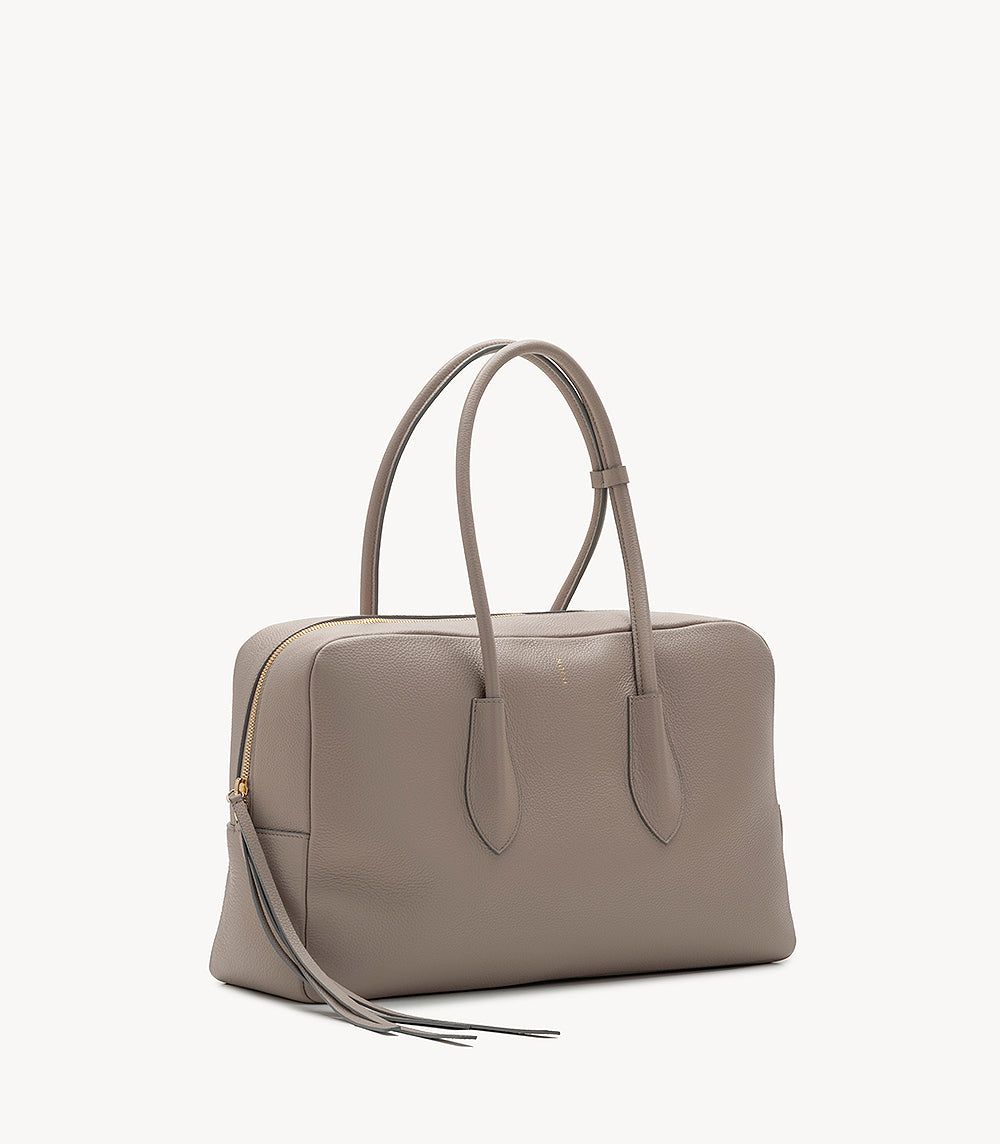 Big Betty Dollaro Cemento – Italian Pebbled Leather Large Handbag